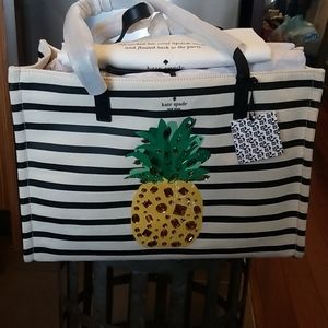 kate spade linen pineapple tote bag purse